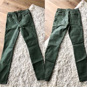 Mid rise olive green (slight sheen) size 26